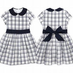 Busy Bees Anna Plaid Cap Sleeve Dress Navy & White size 6